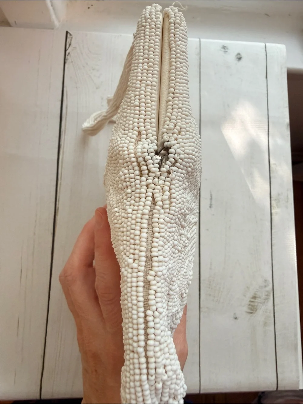 Walborg | Vintage Hand-Beaded Ivory Evening Bag, Made in Belgium